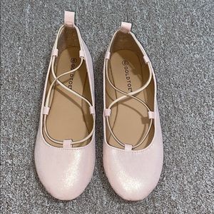 Gold Toe Pink Glitter/Rose Gold flats